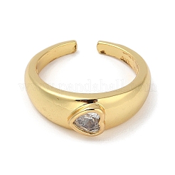 Gestellplattierung Messing Mikropflaster Zirkonia Manschettenfingerringe für Frauen&nbsp;RJEW-C114-21E-G