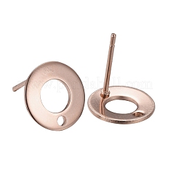 32個 4色 304ステンレススチールスタッドピアス金具  ドーナツ  ミックスカラー  10.3mm  穴：1.3mm  ピン：0.7mm  8個/カラー&nbsp;STAS-LS0001-08