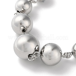 Ожерелья из латуни с градуированным бисером и браслеты-цепочки с круглыми шариковыми звеньями SJEW-H066-01P