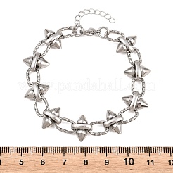 パンク風304ステンレススチール製スパイク付きリンクチェーンブレスレット（女性用）  弾丸  ステンレス鋼色  6.46インチ（16.4cm）&nbsp;SA-H001-21P
