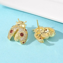 Латунные микро проложить серьги стержня кубического циркония&nbsp;EJEW-F400-03B-G