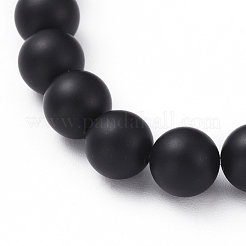 Braccialetti elastici con perline di agata nera naturale (tinta e riscaldata)&nbsp;BJEW-JB04801-02