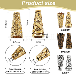 90 шт. 6 стиля тибетский стиль апетальный сплав бусина конус&nbsp;FIND-PH0021-18