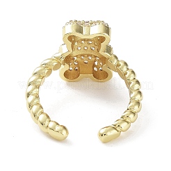 Покрытие медвежьей стойки латунь микро паве прозрачный кубический цирконий открытые кольца RJEW-D020-03G