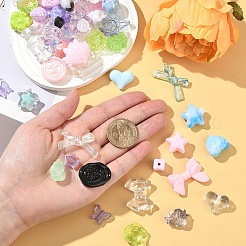 不透明・透明アクリルビーズ 60g  混合図形  暗い蘭  7.5~33x7.5~43.5x4.5~16mm  穴：1.2~4mm&nbsp;MACR-YW0003-82A