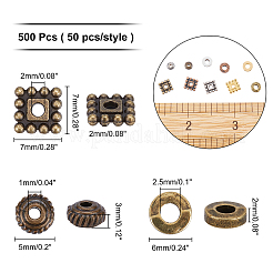 500 шт. 10 стиля бусины из сплава в тибетском стиле&nbsp;TIBEB-AR0001-06