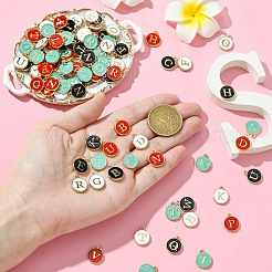 4 набор 4-х цветных эмалевых подвесок с заглавными буквами алфавита a~z&nbsp;ENAM-YW0004-53