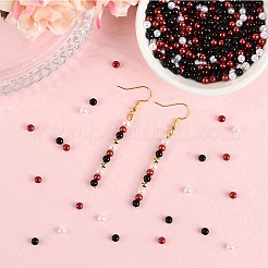 DIYジュエリー作りのパーツキット  丸いアクリルとABSプラスチックの模造真珠ビーズを含む  ミックスカラー  4x3.5~4mm  穴：1~1.6mm  1200個/セット&nbsp;DIY-SP0005-37A