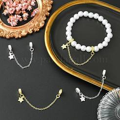 4 шт. 2-цветные латунные прозрачные кубические циркониевые цепочки безопасности с подвесками&nbsp;KK-CJ0003-86