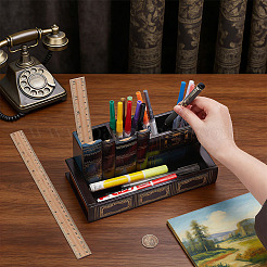 Portapenne vintage in legno a forma di libro per l'arredamento dell'ufficio&nbsp;AJEW-WH0410-398