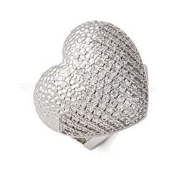 Латунные микропаве кубические цирконии регулируемые открытые манжеты кольца для женщин RJEW-A072-02P