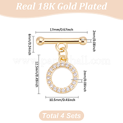 4шт латунь микро проложить прозрачные фианиты застежки-тоггл&nbsp;KK-LP0001-42