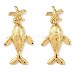 Серьги-гвоздики из латуни с подвесками на морскую тематику&nbsp;EJEW-F400-04A-G