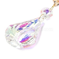 Atrapasueños de aleación con rhinestone y dijes de vidrio&nbsp;HJEW-E013-01G-B