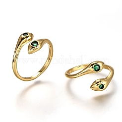 Латунные микро проложить манжеты кольца кубического циркония&nbsp;RJEW-C100-13G