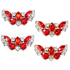 4 шт. 2-цветный сплав крыла со стеклянными стразами и железными пряжками для обуви&nbsp;FIND-PH0027-96B