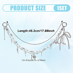 Латунные цепочки и акриловые бусины двухслойные декоративные цепочки-банты для сумочки&nbsp;HJEW-NB00281