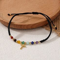 Плетеные браслеты с подвесками в виде латунных крестиков&nbsp;WW9232