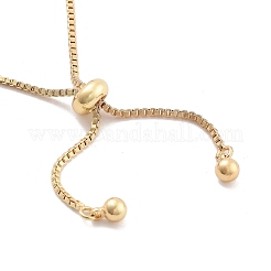 Braccialetti con cursore a catena rettangolare in ottone con pavé di zirconi trasparenti&nbsp;BJEW-B094-05B-G