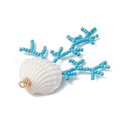 Большие подвески из стеклянных бусин и ракушек&nbsp;PALLOY-MZ01152-02