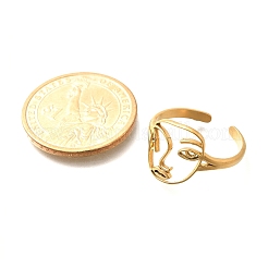 Полые человеческие лица 304 нержавеющая сталь открытые манжеты кольца для женщин&nbsp;RJEW-M046-03G