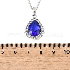 Collier pour femme avec pendentif cœur en forme de larme en alliage de verre et chaîne rolo en acier inoxydable 304 (2 pièce&nbsp;NJEW-JN06499