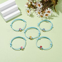 恐竜ビーズコードブレスレット  女性のための調節可能な友情のブレスレット  ミックスカラー  内径：2-3/8~3-1/2インチ（6~9cm）&nbsp;BJEW-JB07680
