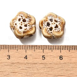 手作りの陶器ビーズ  花  ナバホホワイト  14.5x15x6.5mm  穴：2mm&nbsp;PORC-H013-02-08
