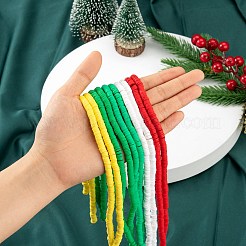 10連売り手作りポリマークレイビーズ連売り  ジュエリー工芸用品のDIY用  ヒシビーズ  ディスク/フラットラウンド  ミックスカラー  6x0.5~1mm  穴：1.8mm  約320~447個/連  15.75''~16.14''(40~41cm)/本  5色  1連売り/セット&nbsp;CLAY-LS0001-09