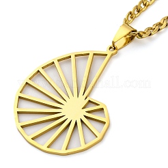 201 ожерелье с подвеской в форме полой раковины из нержавеющей стали NJEW-S007-14G