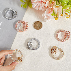6 Stück 3 Farben Legierung Kristall Strass Feder Tor Ringe&nbsp;FIND-GF0007-96