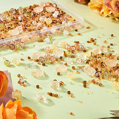 40 шт. 4 вида прозрачных стеклянных бусин-цветочков&nbsp;GLAA-TA0003-50