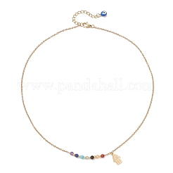 Collier avec pendentif en perles rondes à facettes en pierre précieuse naturelle Chakra&nbsp;NJEW-JN05531-01