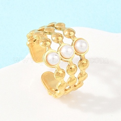 Открытые кольца для манжеты из нержавеющей стали 304 с АБС-пластиком и жемчужным блеском.&nbsp;RJEW-Z137-01G