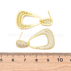 Серьги-капли из латуни с микропаве из прозрачных кубических цирконий&nbsp;EJEW-K305-01G