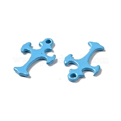 スプレー塗装された201ステンレススチールチャーム  クロスチャーム  ディープスカイブルー  14x9.5x1mm  穴：1.2mm&nbsp;STAS-G304-26C