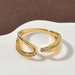 Латунные микро проложить манжеты кольца кубического циркония RJEW-H258-17G