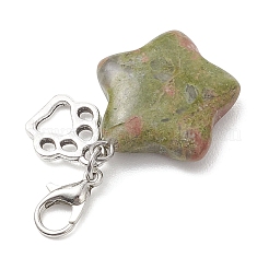 Decorazioni pendenti con pietre miste naturali e sintetiche a forma di stella&nbsp;HJEW-JM04667