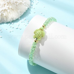 Armbänder aus farbig plattiertem Glas und gefärbten synthetischen Türkisperlen&nbsp;BJEW-JB13853