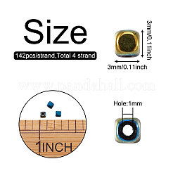 4 прядь 4 цвета вакуумное покрытие pvd гальваническое немагнитное синтетическое гематитовое бусины пряди G-FW0001-16