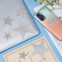 16種類のスタイルの粘着式ラインストーンアップリケ4個  輝くレジンラインストーンステッカー  スター  銀  35~93x36~95x1.5~2mm  4個/スタイル&nbsp;DIY-CP0008-75