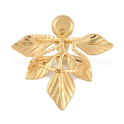 Кольца-манжеты из нержавеющей стали 304 со стразами в форме листа для женщин RJEW-S410-02G