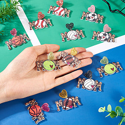 6 пара двухцветных акриловых сережек-гвоздиков&nbsp;EJEW-TA0001-55