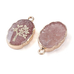 Овальные подвески из натурального клубничного кварца G-C102-07G-04