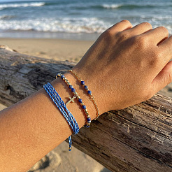 Set di 3 bracciale intrecciato regolabile con perline di lapislazzuli naturale&nbsp;IL6512-3