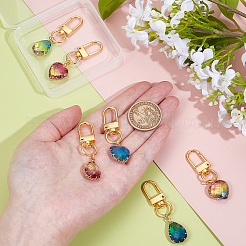 6 шт. 6 стиля сердце/капля k9 стекло имитация турмалина подвески украшение&nbsp;HJEW-NB00204