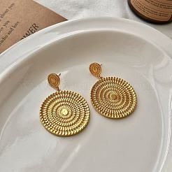 Текстурированные плоские круглые серьги-гвоздики из латуни FS-WGE34DE-01