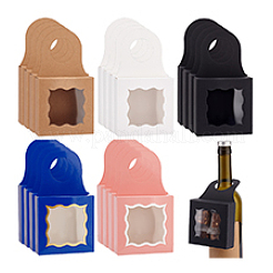 20 шт. 5-х стилевые квадратные подарочные коробки для хранения из крафт-бумаги с окном из ПВХ и ручкой с отверстием&nbsp;CON-PH0003-04