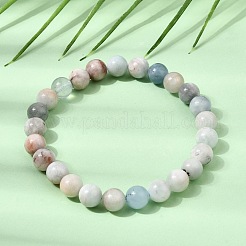 Bracelets extensibles en perles rondes d'aigue-marine naturelle de 8 mm pour femmes&nbsp;GG-CBA6C75-A01-8mm