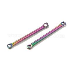 イオンプレーティング（IP）304ステンレススチールリンク  バーコネクタチャーム  虹色  25x2.5x1.5mm  穴：1.4mm&nbsp;STAS-Q323-05C-RC